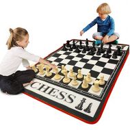 EasyGoProducts EasyGo Giant 3 Feet X 4 Feet Mat Chess Game  Indoor Outdoor Family Game  Lawn Game  Pieces Range from 3-6 Inches Tall