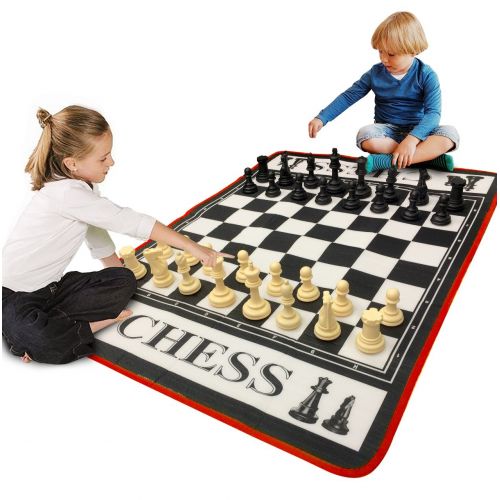  EasyGoProducts EasyGo Giant 3 Feet X 4 Feet Mat Chess Game  Indoor Outdoor Family Game  Lawn Game  Pieces Range from 3-6 Inches Tall