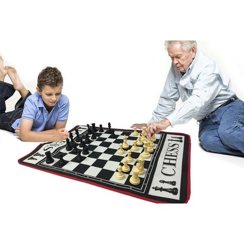  EasyGoProducts EasyGo Giant 3 Feet X 4 Feet Mat Chess Game  Indoor Outdoor Family Game  Lawn Game  Pieces Range from 3-6 Inches Tall
