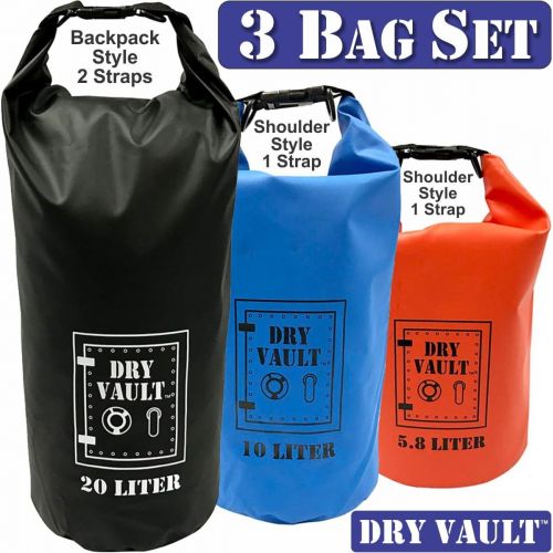  [아마존베스트]EasyGoProducts 3 Bag Set - DRY VAULT  DRY BAG SETS  500D PVC Tarpaulin  20L, 10L, 5.8L with shoulder straps - WEATHERPROOF - WATERPROOF BAGS - BEST DEAL ON AMAZON - 100% Guaranteed -3 QUALITY