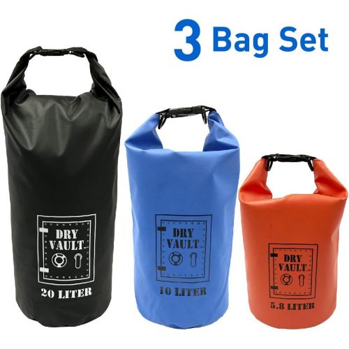  [아마존베스트]EasyGoProducts 3 Bag Set - DRY VAULT  DRY BAG SETS  500D PVC Tarpaulin  20L, 10L, 5.8L with shoulder straps - WEATHERPROOF - WATERPROOF BAGS - BEST DEAL ON AMAZON - 100% Guaranteed -3 QUALITY