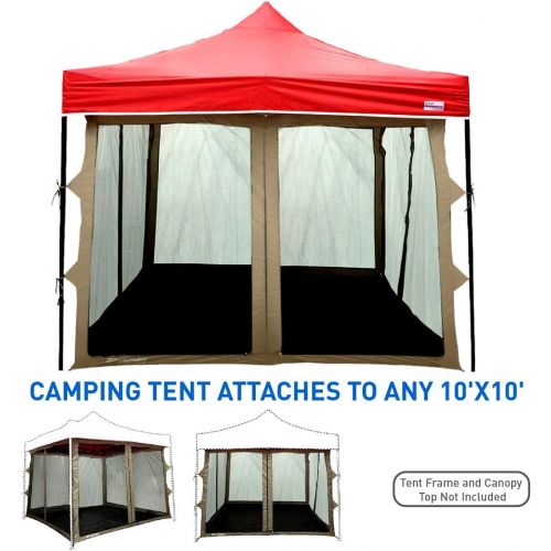  EasyGoProducts Screen Room attaches to Any 10x10 Pop Up Screen Tent Room ? 4 Walls, Mesh Ceiling, PVC Floor, Two Doors, Four Windows ? Standing Tent ? Tent Room - Tent Frame and Ca