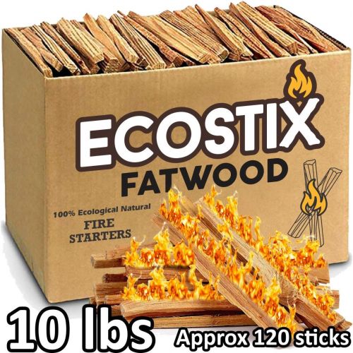  EasyGoProducts Approx. 120 Eco-Stix Fatwood Fire Starter Kindling Firewood Sticks ? 100% Organic ? Firestarter for Wood Stoves, Fireplaces, Campfires, Bonfires, 10 Lbs