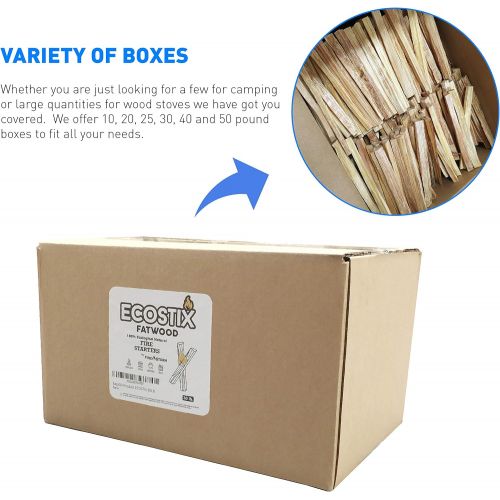  EasyGoProducts Approx. 120 Eco-Stix Fatwood Fire Starter Kindling Firewood Sticks ? 100% Organic ? Firestarter for Wood Stoves, Fireplaces, Campfires, Bonfires, 10 Lbs