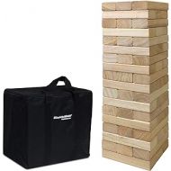 EasyGoProducts 54 Piece Large Wood Block Stack & Tumble Tower Toppling Blocks Game? Great for Game Nights for Kids, Adults & Family?Storage Bag