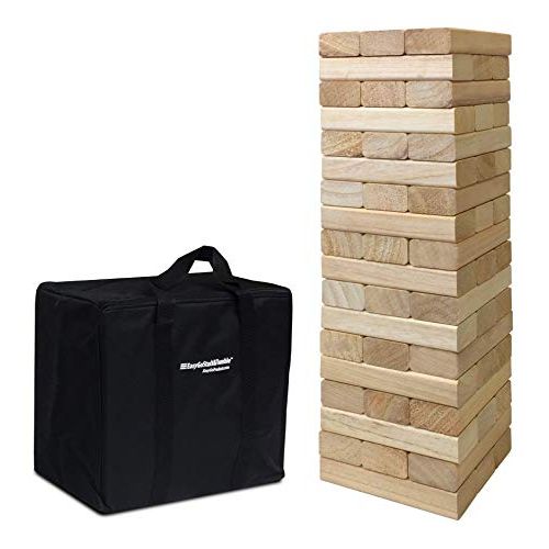  EasyGoProducts 54 Piece Large Wood Block Stack & Tumble Tower Toppling Blocks Game? Great for Game Nights for Kids, Adults & Family?Storage Bag