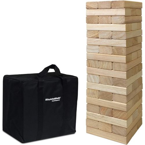  EasyGoProducts 54 Piece Large Wood Block Stack & Tumble Tower Toppling Blocks Game? Great for Game Nights for Kids, Adults & Family?Storage Bag