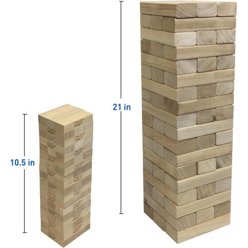  EasyGoProducts 54 Piece Large Wood Block Stack & Tumble Tower Toppling Blocks Game? Great for Game Nights for Kids, Adults & Family?Storage Bag