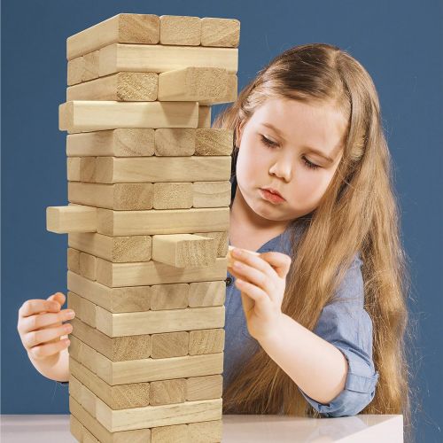  EasyGoProducts 54 Piece Large Wood Block Stack & Tumble Tower Toppling Blocks Game? Great for Game Nights for Kids, Adults & Family?Storage Bag