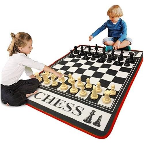  EasyGoProducts Giant 3 X 4 Mat Chess Game ? Indoor Outdoor Family Game ? Lawn Game ?Piece Range from 3-6 Tall