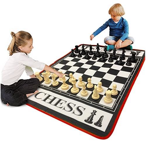  EasyGoProducts Giant 3 X 4 Mat Chess Game ? Indoor Outdoor Family Game ? Lawn Game ?Piece Range from 3-6 Tall
