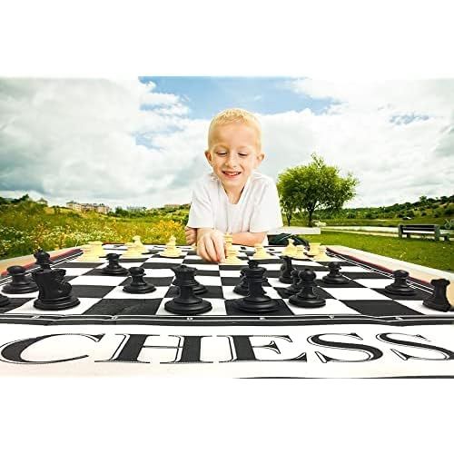  EasyGoProducts Giant 3 X 4 Mat Chess Game ? Indoor Outdoor Family Game ? Lawn Game ?Piece Range from 3-6 Tall