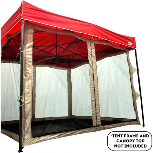  EasyGoProducts Screen Room attaches to Any 10x10 Pop Up Screen Tent Room ? 4 Walls, Mesh Ceiling, PVC Floor, Two Doors, Four Windows ? Standing Tent ? Tent Room - Tent Frame and Ca