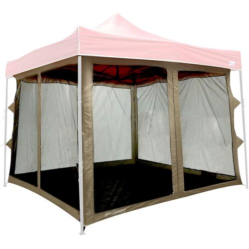  EasyGoProducts Screen Room attaches to Any 10x10 Pop Up Screen Tent Room ? 4 Walls, Mesh Ceiling, PVC Floor, Two Doors, Four Windows ? Standing Tent ? Tent Room - Tent Frame and Ca