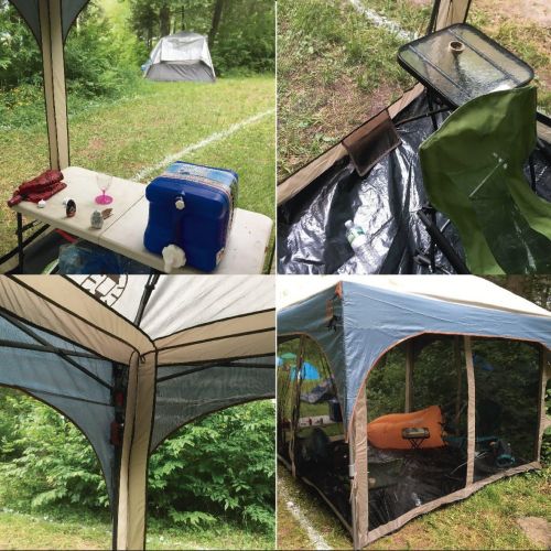  EasyGoProducts Screen Room attaches to Any 10x10 Pop Up Screen Tent Room ? 4 Walls, Mesh Ceiling, PVC Floor, Two Doors, Four Windows ? Standing Tent ? Tent Room - Tent Frame and Ca