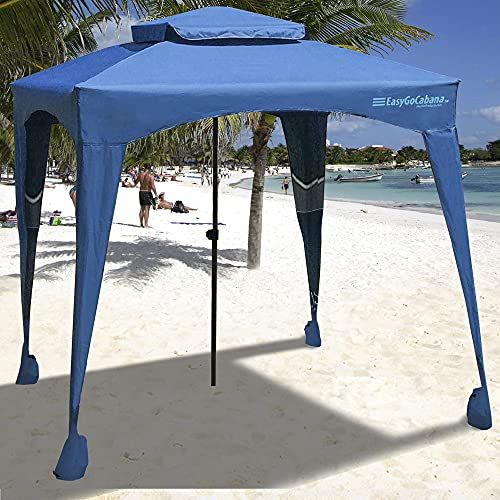  EasyGoProducts EasyGo Beach Cabana Shelter - 6 X 6 - Beach Cabana Keeps You Cool and Comfortable. Easy Set-up and Take Down. Shade for up to 4 People ? More Elegant Than Beach Umbrella