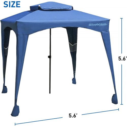 EasyGoProducts EasyGo Beach Cabana Shelter - 6 X 6 - Beach Cabana Keeps You Cool and Comfortable. Easy Set-up and Take Down. Shade for up to 4 People ? More Elegant Than Beach Umbrella