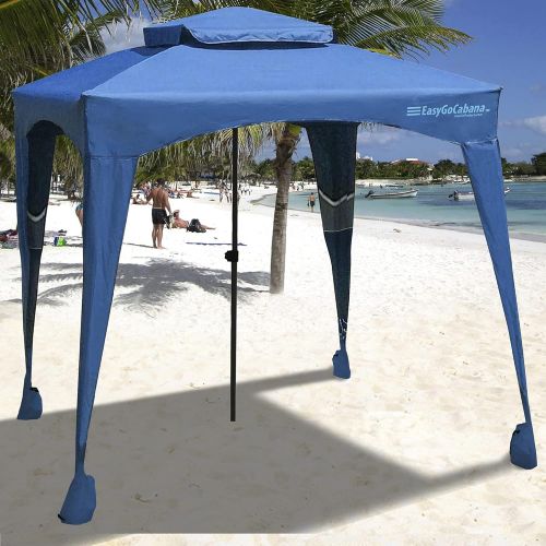  EasyGoProducts EasyGo Beach Cabana Shelter - 6 X 6 - Beach Cabana Keeps You Cool and Comfortable. Easy Set-up and Take Down. Shade for up to 4 People ? More Elegant Than Beach Umbrella