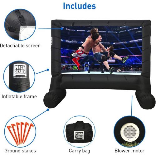  EasyGo Products 14 Inflatable Mega Movie Screen - Canvas Projection Screen for Outdoor Parties - Movie Cinema is Guaranteed to Thrill and Excite. Includes Inflation fan, Tie-Downs