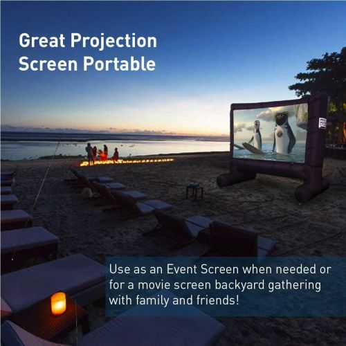  EasyGo Products 14 Inflatable Mega Movie Screen - Canvas Projection Screen for Outdoor Parties - Movie Cinema is Guaranteed to Thrill and Excite. Includes Inflation fan, Tie-Downs