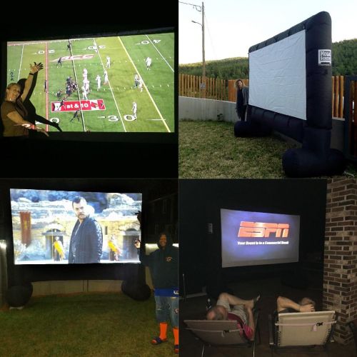  EasyGo Products 14 Inflatable Mega Movie Screen - Canvas Projection Screen for Outdoor Parties - Movie Cinema is Guaranteed to Thrill and Excite. Includes Inflation fan, Tie-Downs