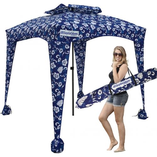  EasyGoProducts EasyGo Beach Cabana Canopy Shelter - Shade Tent ? UPF 50+ UV Protection ? 2 Layer Wind Vent Umbrella ? 6 Foot X 6 Foot ? 2-4 People