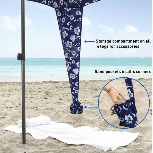  EasyGoProducts EasyGo Beach Cabana Canopy Shelter - Shade Tent ? UPF 50+ UV Protection ? 2 Layer Wind Vent Umbrella ? 6 Foot X 6 Foot ? 2-4 People