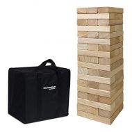 [아마존베스트]EasyGoProducts 54 Piece Large Wood Block Stack & Tumble Tower Toppling Blocks Game Great for Game Nights for Kids, Adults & FamilyStorage Bag