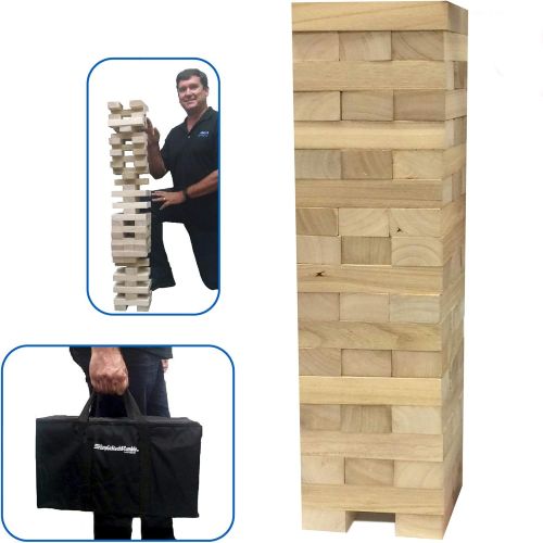  [아마존베스트]EasyGoProducts 54 Piece Large Wood Block Stack & Tumble Tower Toppling Blocks Game Great for Game Nights for Kids, Adults & FamilyStorage Bag