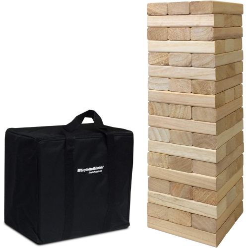  [아마존베스트]EasyGoProducts 54 Piece Large Wood Block Stack & Tumble Tower Toppling Blocks Game Great for Game Nights for Kids, Adults & FamilyStorage Bag