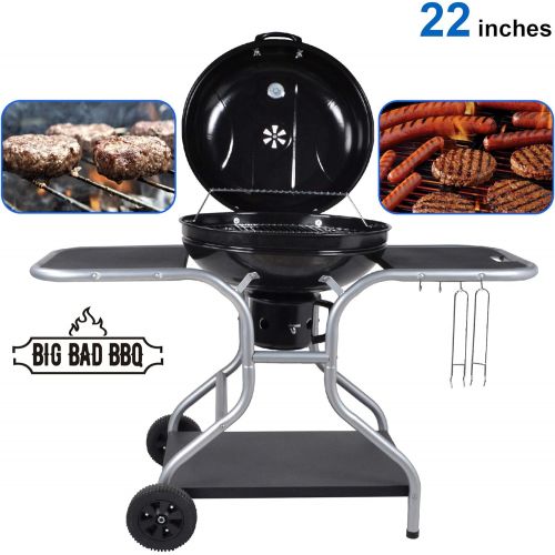  EasyGO EGP-FIRE-017 Big Bad Barrel Charcoal Barbeque 5 in 1 Can be Used as a Smoker Grill BBQ, Pizza Oven, Table & Fire Pit. 18-Inch Diameter-3 pcs, Tool Set