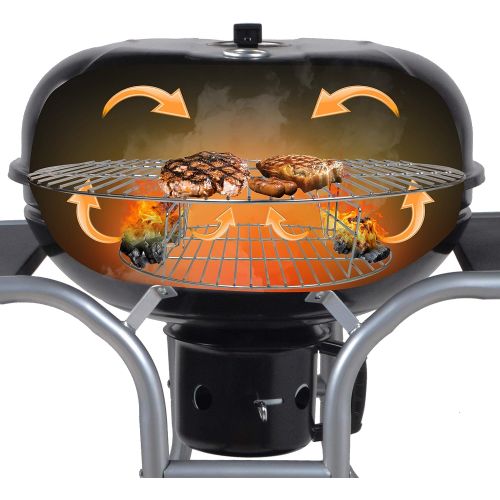  EasyGO EGP-FIRE-017 Big Bad Barrel Charcoal Barbeque 5 in 1 Can be Used as a Smoker Grill BBQ, Pizza Oven, Table & Fire Pit. 18-Inch Diameter-3 pcs, Tool Set