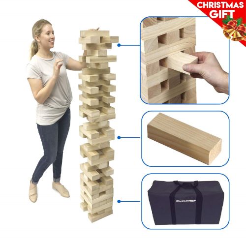  EasyGoProducts EasyGO Giant Stack & Tumble Giant Wood Stacking & Tumble Tower Blocks Game Includes Heavy Duty Duffle Carry Bag, XX- Large, Stacks to Over 5 feet Tall