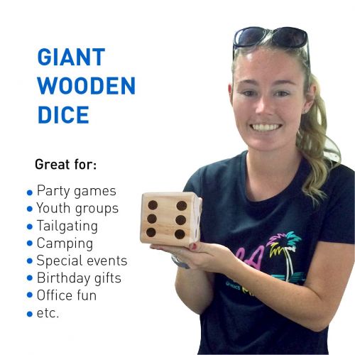  EasyGoProducts Large DICE Game  Giant Wooden Yard DICE Set  DICE with Bag DICE Games Kids  Great Lawn and Family Game