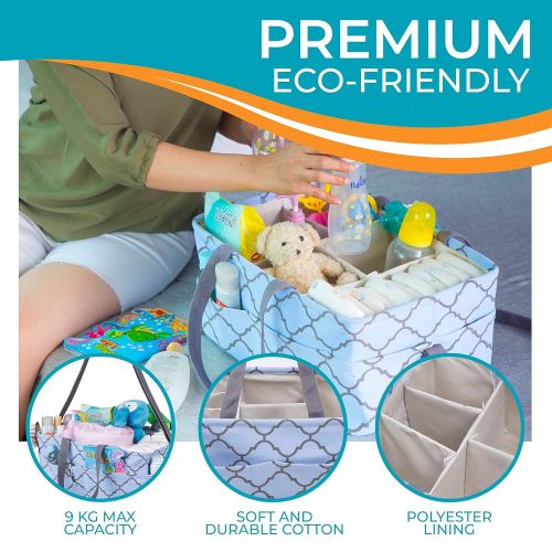  [아마존베스트]EasyGorilla Portable Baby Diaper Caddy Organizer - 16 Pockets - Removable Shoulder Strap - 5 Dividers - Large Changing Station Table Basket for Nursery Crib and Car Storage - Neutr