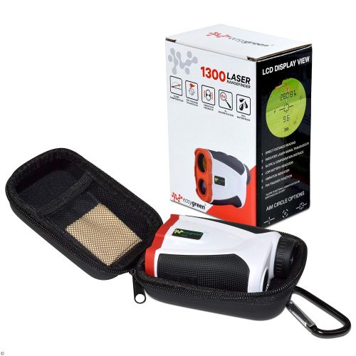  EasyGreen 1300 Golf Rangefinder - Pin Lock & Slope Compensation Technology (1,300 Yard Range), White