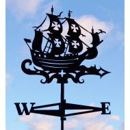 EasyMetal Frigate Metal Weathervane Roof Mount Ship Weather Vane Wind Decor