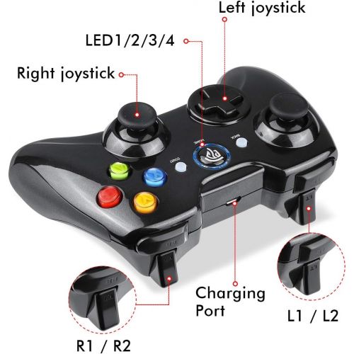  [아마존베스트]EasySMX 2.4G Wireless Controller for PS3, PC Gamepads with Vibration Fire Button Range up to 10m Support PC (Black)