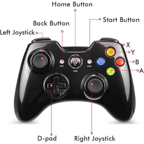  [아마존베스트]EasySMX 2.4G Wireless Controller for PS3, PC Gamepads with Vibration Fire Button Range up to 10m Support PC (Black)