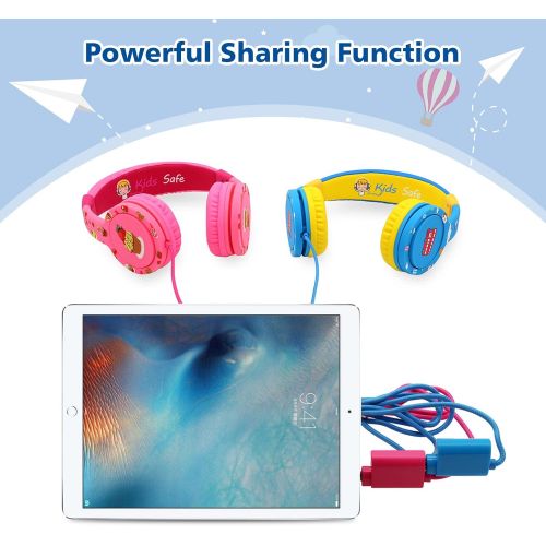  [아마존베스트]EasySMX Childrens Headphones, Light Headphones with Noise Limitation, Adjustable Headset for iPod iPad iPhone (3.5 mm) Mobile Phone Tablet PC MP3 MP4