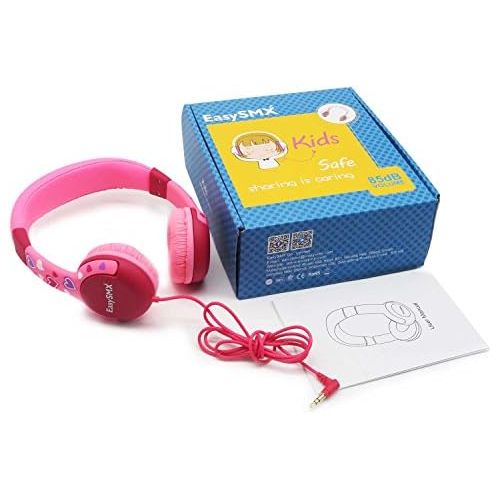  [아마존베스트]EasySMX Childrens Headphones, Light Headphones with Noise Limitation, Adjustable Headset for iPod iPad iPhone (3.5 mm) Mobile Phone Tablet PC MP3 MP4