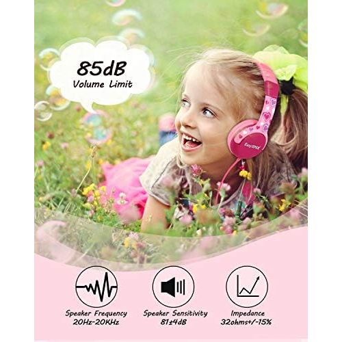  [아마존베스트]EasySMX Childrens Headphones, Light Headphones with Noise Limitation, Adjustable Headset for iPod iPad iPhone (3.5 mm) Mobile Phone Tablet PC MP3 MP4
