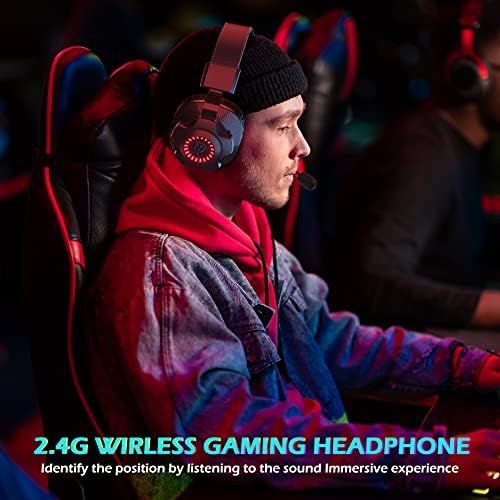  [아마존베스트]EasySMX Gaming Headset Wireless Stereo Gaming Headset V07W 2.4G with Mic and Volume Control for PC MAC PS4-PS5 RGB Gradient Lighting