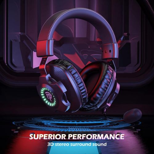  [아마존베스트]EasySMX Gaming Headset Wireless Stereo Gaming Headset V07W 2.4G with Mic and Volume Control for PC MAC PS4-PS5 RGB Gradient Lighting