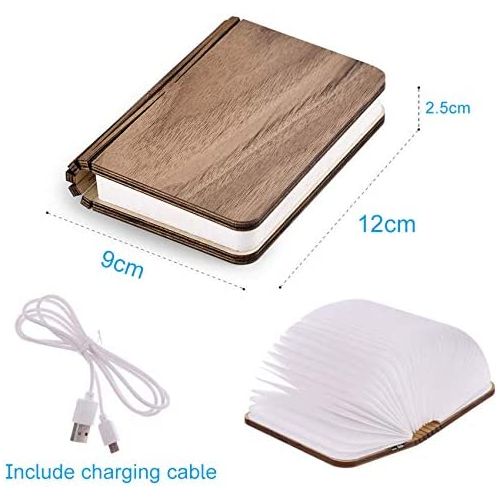  EasyULT Wooden Folding Book Lamp, Mini LED Book Lamp Mood Light Decorative Book Lamp Colour Changing 360° Foldable Decorative Lamps Book-Style Night Light, Ideal for Gift (6 Modes)