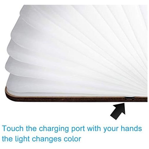  EasyULT Wooden Folding Book Lamp, Mini LED Book Lamp Mood Light Decorative Book Lamp Colour Changing 360° Foldable Decorative Lamps Book-Style Night Light, Ideal for Gift (6 Modes)