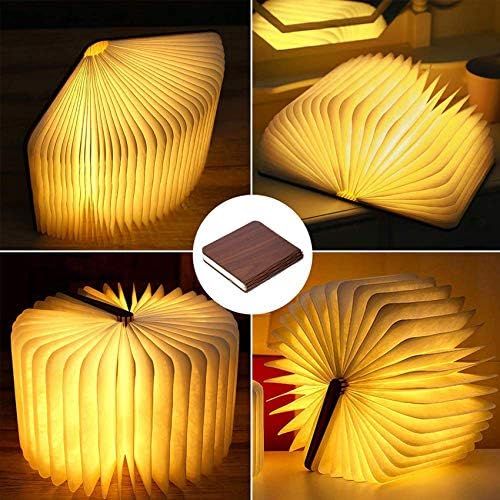  EasyULT Wooden Folding Book Lamp, Mini LED Book Lamp Mood Light Decorative Book Lamp Colour Changing 360° Foldable Decorative Lamps Book-Style Night Light, Ideal for Gift (6 Modes)