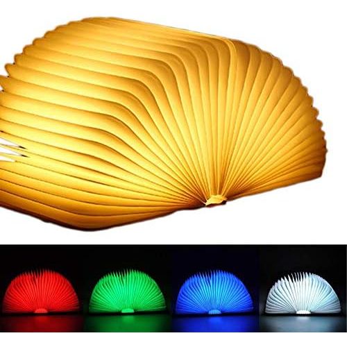  EasyULT Wooden Folding Book Lamp, Mini LED Book Lamp Mood Light Decorative Book Lamp Colour Changing 360° Foldable Decorative Lamps Book-Style Night Light, Ideal for Gift (6 Modes)