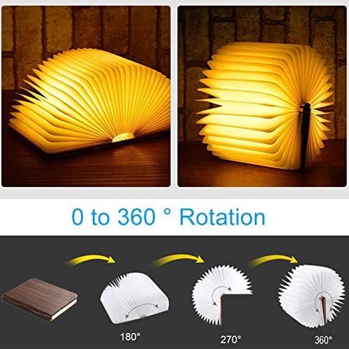  EasyULT Wooden Folding Book Lamp, Mini LED Book Lamp Mood Light Decorative Book Lamp Colour Changing 360° Foldable Decorative Lamps Book-Style Night Light, Ideal for Gift (6 Modes)