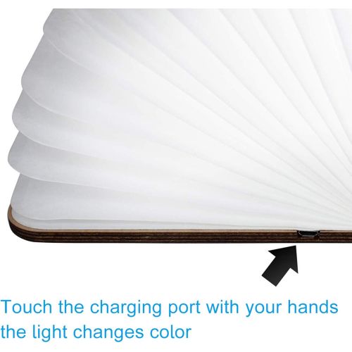  EasyULT Wooden Folding Book Lamp, Mini LED Book Lamp Mood Light Decorative Book Lamp Colour Changing 360° Foldable Decorative Lamps Book-Style Night Light, Ideal for Gift (6 Modes)